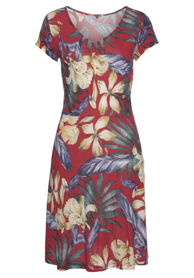 Lascana Lascana Sommerkleid Tr&auml;gerkleid Damen - rot-blau-bedruckt - 2 | SportScheck