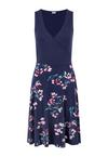 BEACH TIME Strandkleid Tr&auml;gerkleid Damen - marine-gebl&uuml;mt-bedruckt