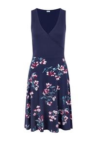 BEACH TIME Strandkleid Tr&auml;gerkleid Damen - marine-gebl&uuml;mt-bedruckt