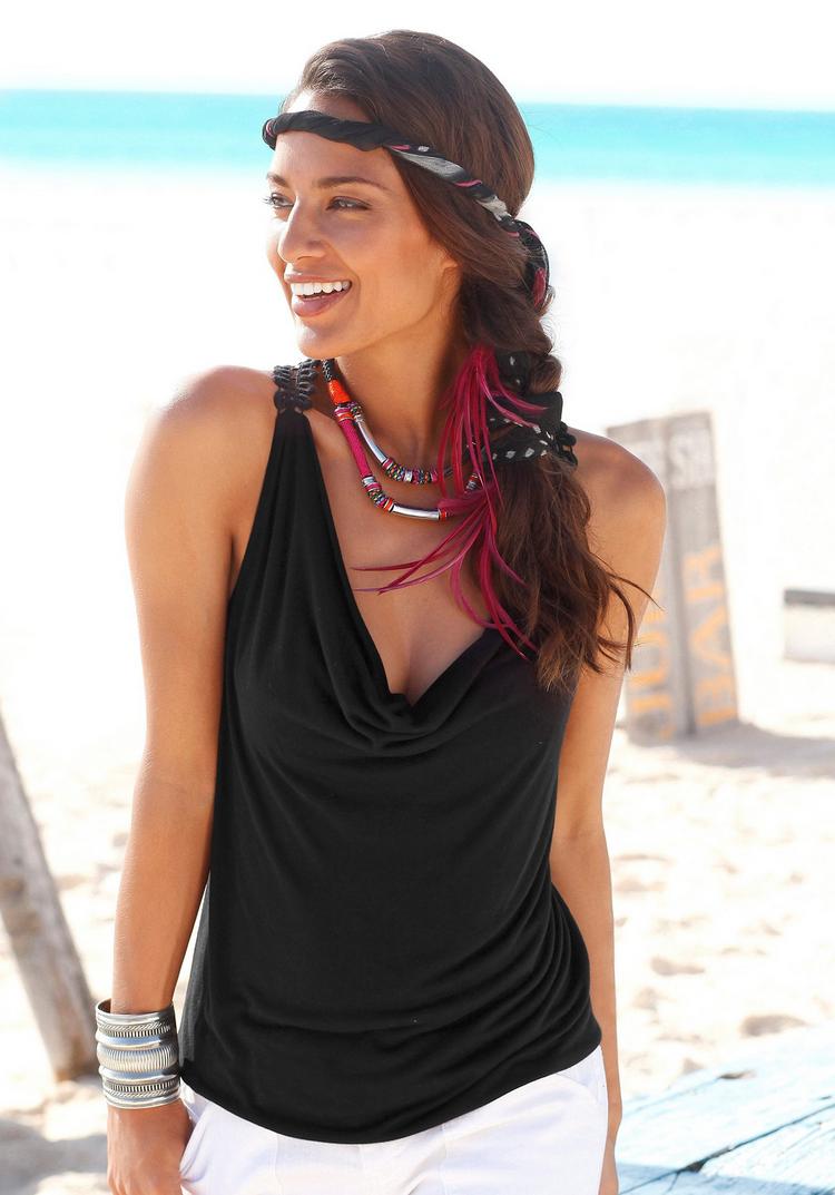 Lascana Lascana Strandtop T-Shirt Damen - schwarz - 0 | SportScheck