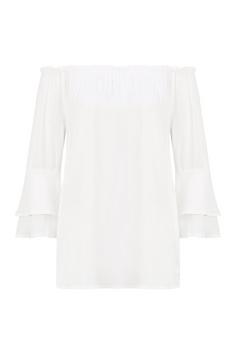 Lascana Carmenbluse Langarmbluse Damen weiß