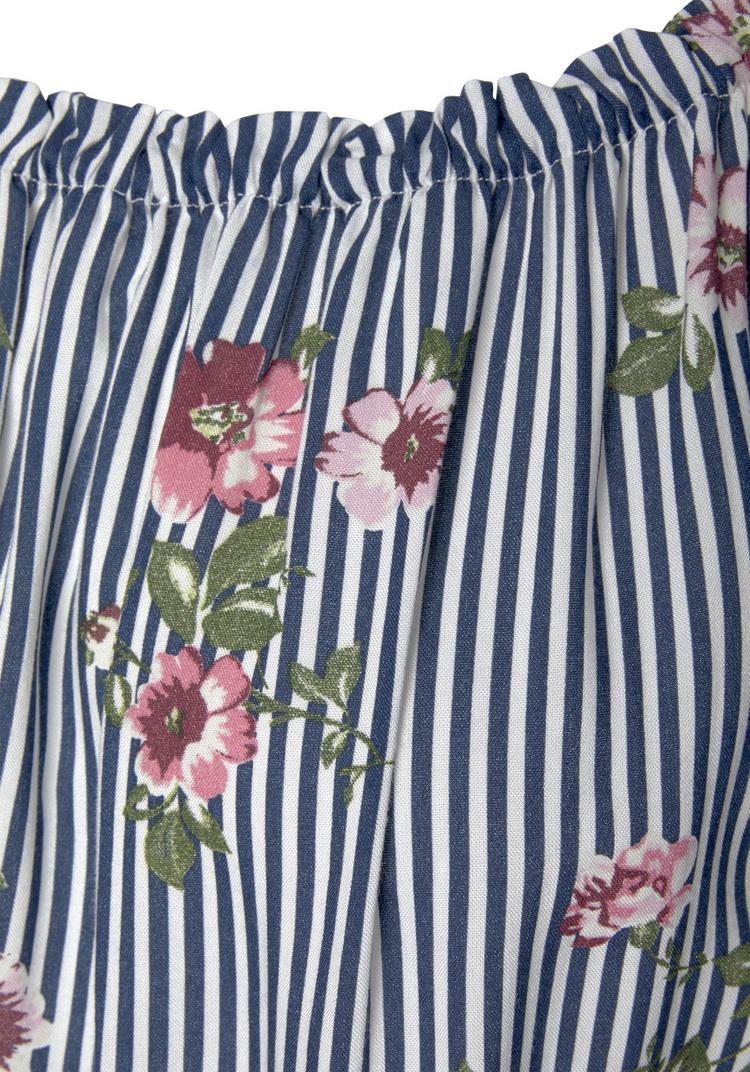 Lascana Lascana Carmenbluse Langarmbluse Damen - marine-wei&szlig;-gestreift - 3 | SportScheck