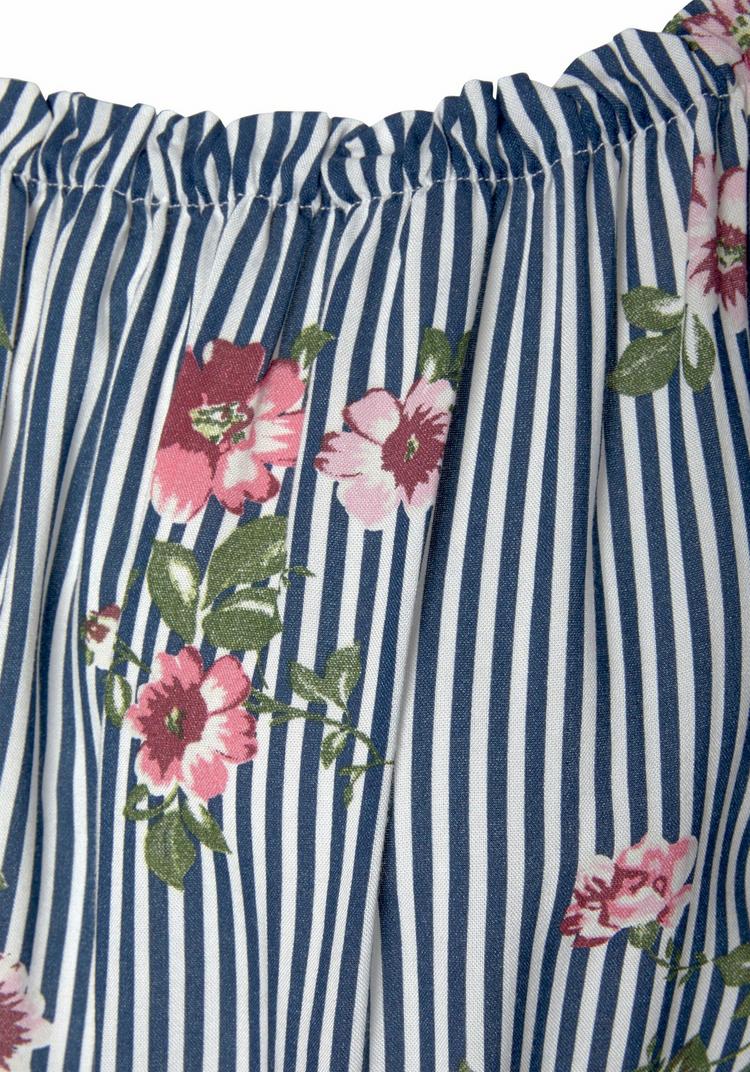 Lascana Lascana Carmenbluse Langarmbluse Damen - marine-wei&szlig;-gestreift - 4 | SportScheck