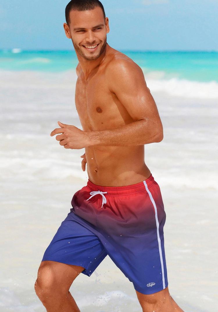 Buffalo Buffalo Badeshorts Badehose Herren - rot-blau-bedruckt - 0 | SportScheck