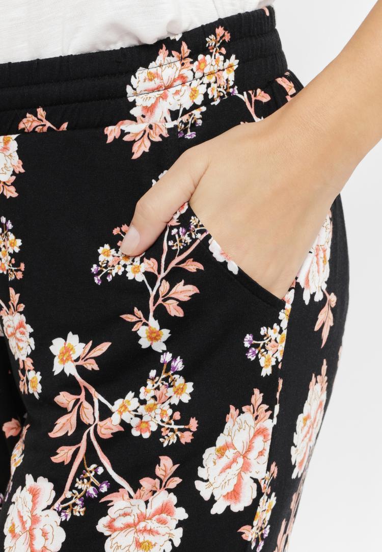 Lascana Lascana Strandhose Stoffhose Damen - schwarz-orange-bedruckt - 0 | SportScheck