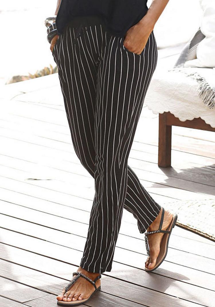 Buffalo Buffalo Strandhose Stoffhose Damen - schwarz-wei&szlig;-gestreift - 3 | SportScheck