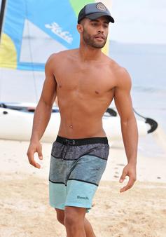Rückansicht von Bench Badeshorts Badeshorts Herren schwarz-blau-hellblau