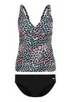 VENICE BEACH B&uuml;gel-Tankini Bikini Set Damen - schwarz-bedruckt
