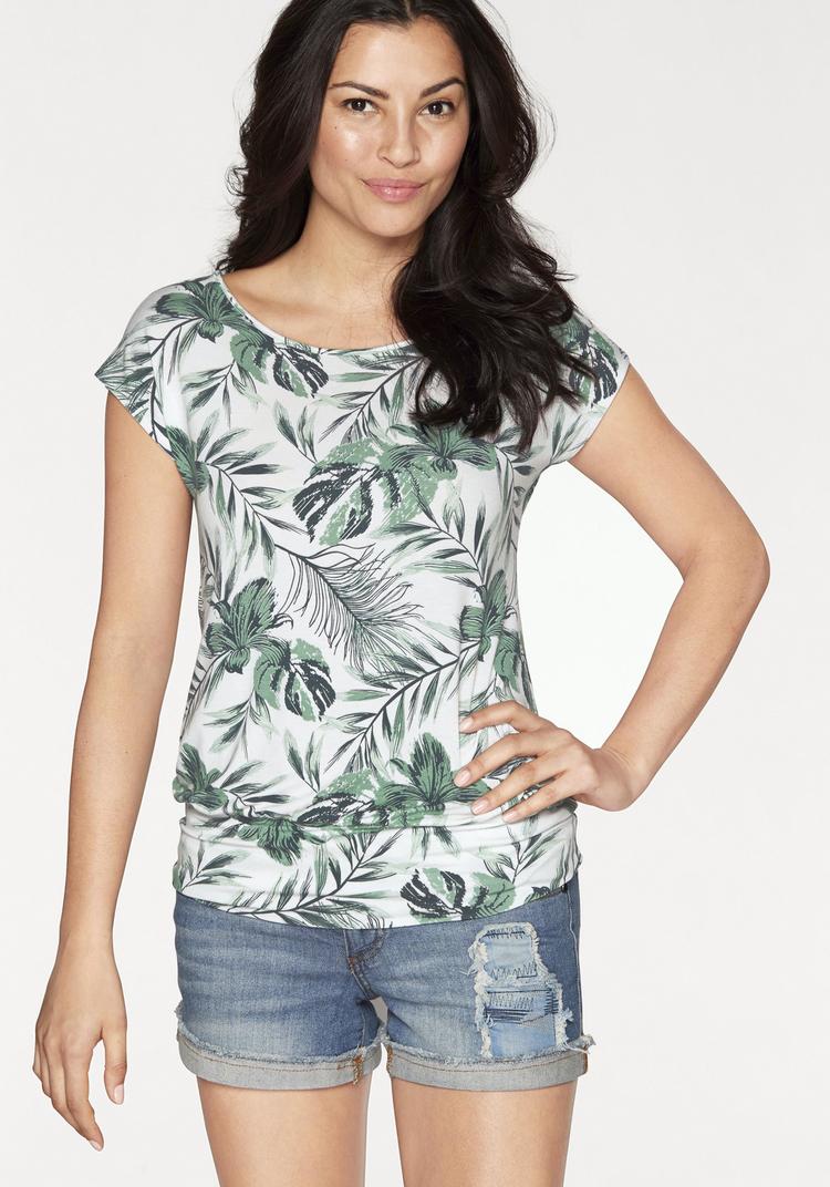 Lascana Lascana Longshirt Longshirt Damen - wei&szlig;-gr&uuml;n - 0 | SportScheck