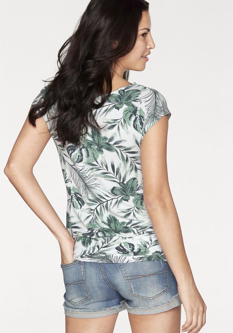 Lascana Lascana Longshirt Longshirt Damen - wei&szlig;-gr&uuml;n - 1 | SportScheck