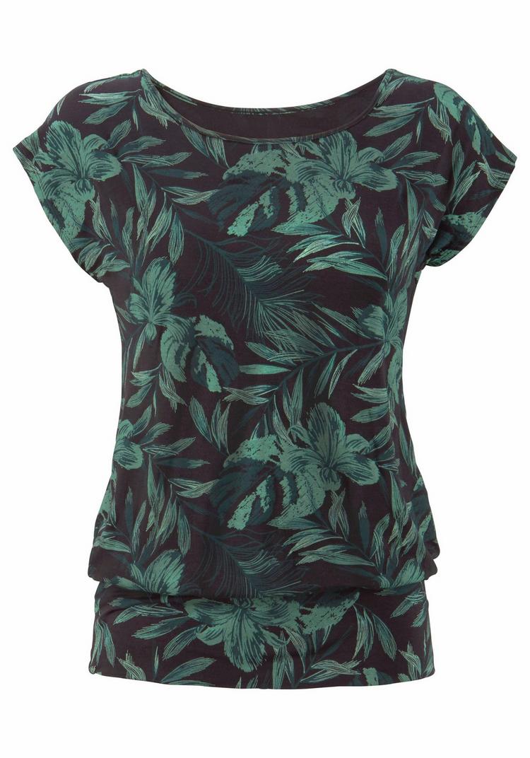 Lascana Lascana Longshirt Longshirt Damen - schwarz-gr&uuml;n - 0 | SportScheck