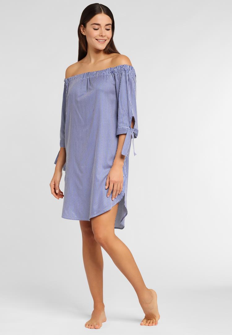 Lascana Lascana Blusenkleid Kurzarmkleid Damen - blau-wei&szlig; - 1 | SportScheck