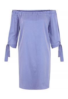 Rückansicht von Lascana Blusenkleid Kurzarmkleid Damen blau-wei&szlig;