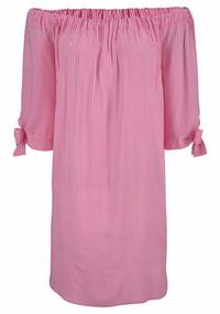 Lascana Blusenkleid Kurzarmkleid Damen - blau-wei&szlig;