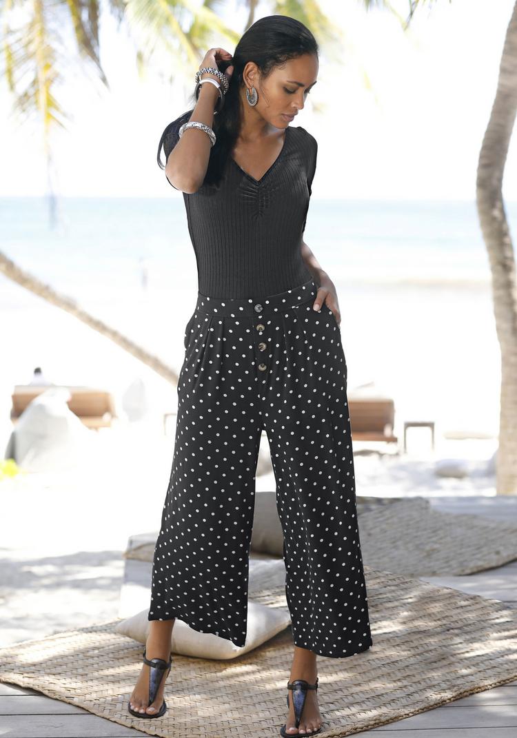 Lascana Lascana Culotte Printhose Damen - schwarz-wei&szlig;-gepunktet - 2 | SportScheck