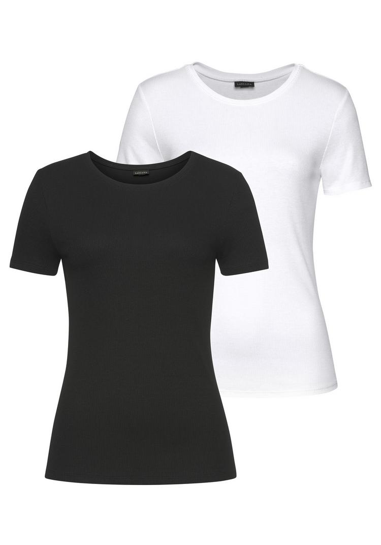 Lascana Lascana T-Shirt T-Shirt Damen - wei&szlig; + schwarz - 0 | SportScheck