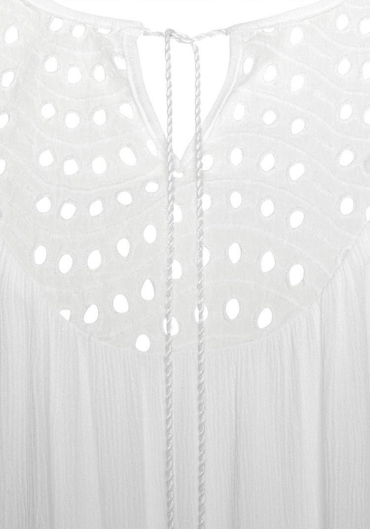 Lascana Lascana Crepebluse Langarmbluse Damen - wei&szlig; - 3 | SportScheck