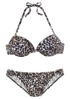 Lascana Push-Up-Bikini Bikini Set Damen braun-bedruckt