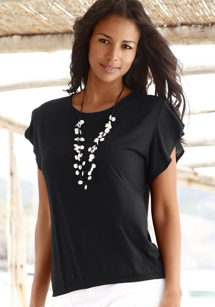 Lascana Lascana Rundhalsshirt T-Shirt Damen - rot - schwarz - 1 | SportScheck