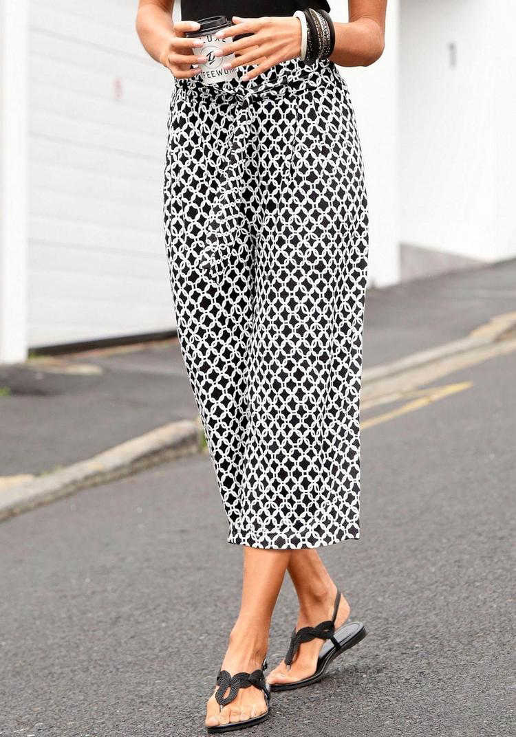 Lascana Lascana Culotte Printhose Damen - schwarz-sand-bedruckt - 1 | SportScheck