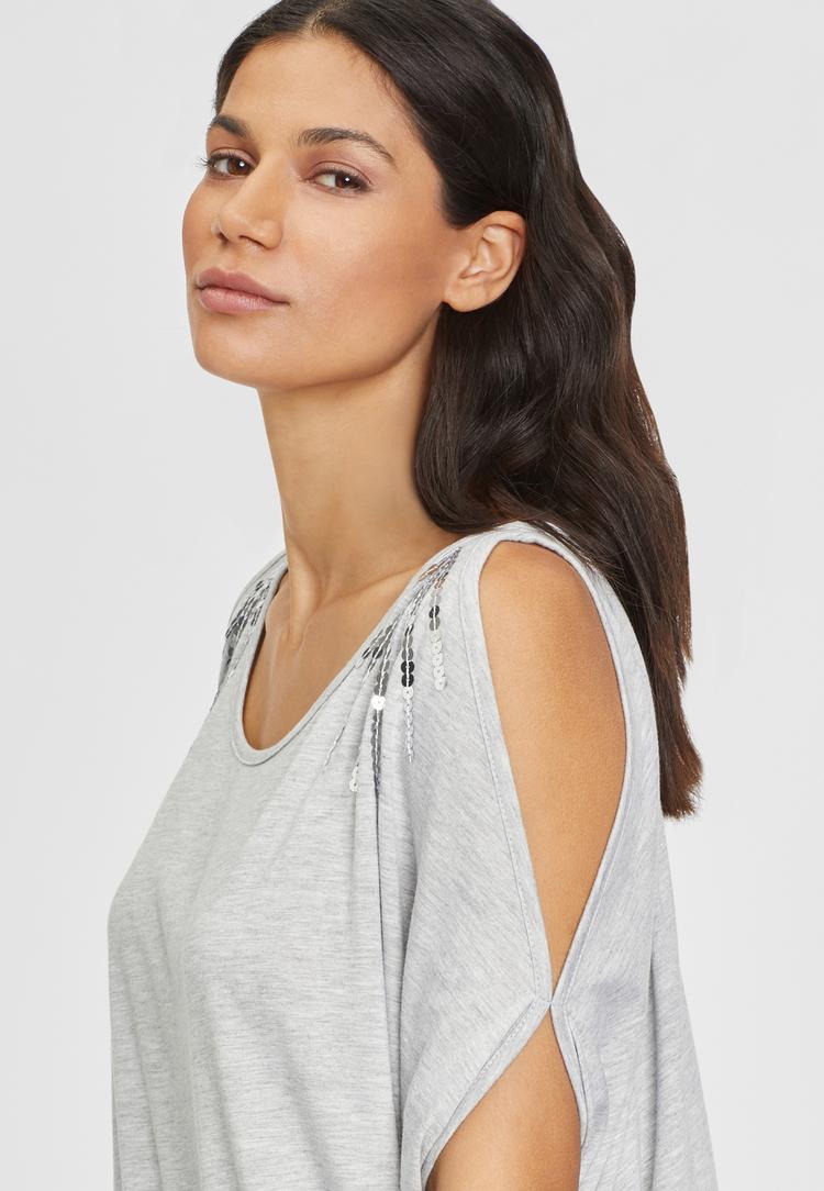 Lascana Lascana Strandshirt T-Shirt Damen - grau-meliert - 0 | SportScheck