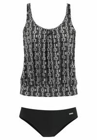 Lascana Oversize-Tankini Bikini Set Damen - schwarz-bedruckt