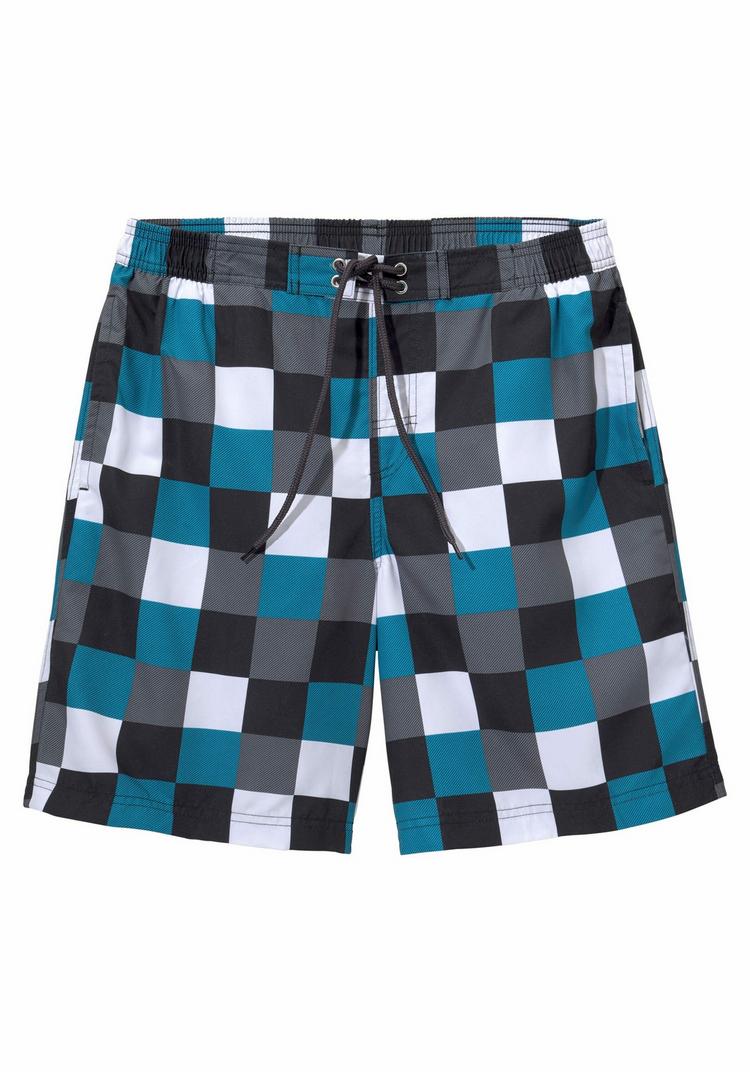 Buffalo Buffalo Badeshorts Badehose Herren - blau-schwarz-kariert - 0 | SportScheck