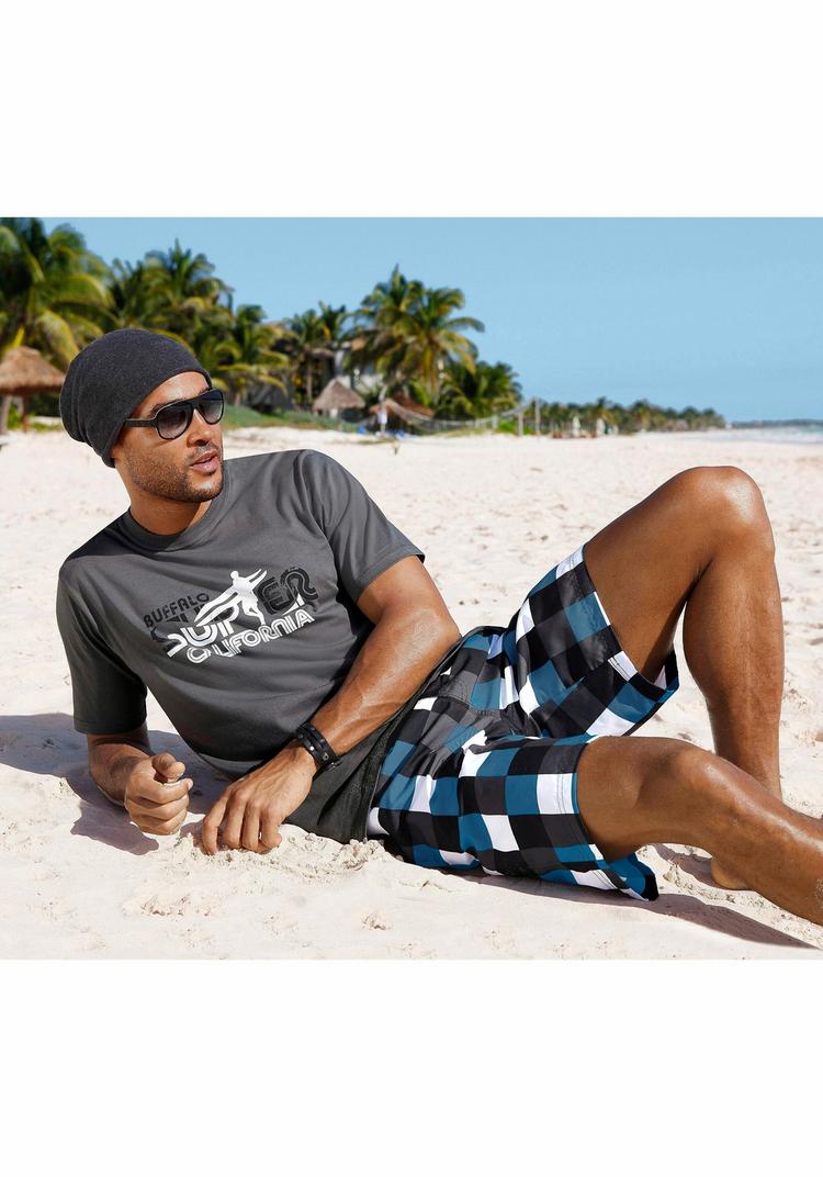 Buffalo Buffalo Badeshorts Badehose Herren - blau-schwarz-kariert - 0 | SportScheck