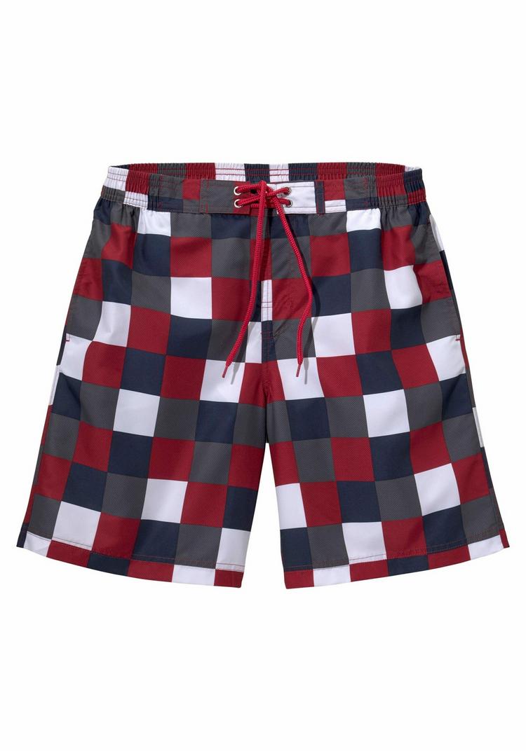 Buffalo Buffalo Badeshorts Badehose Herren - rot-marine-kariert - 0 | SportScheck
