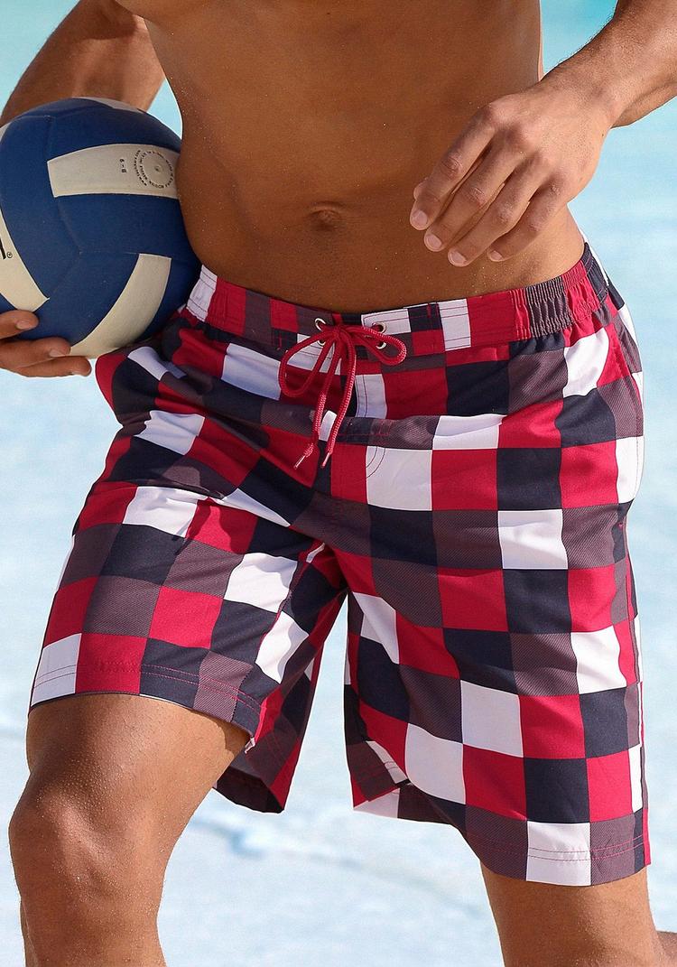 Buffalo Buffalo Badeshorts Badehose Herren - rot-marine-kariert - 0 | SportScheck
