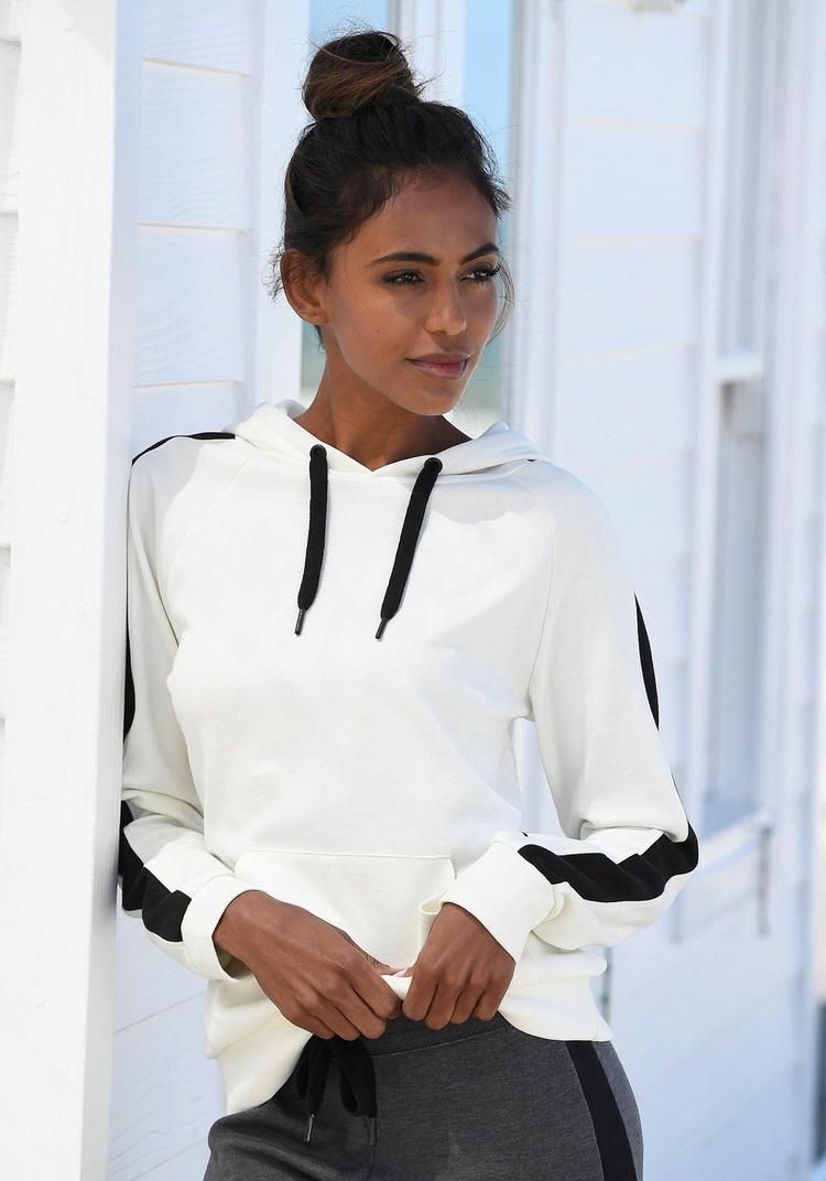 Bench Bench Kapuzensweatshirt Hoodie Damen - ecru-schwarz - 0 | SportScheck