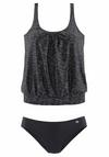KangaROOS Oversize-Tankini Bikini Set Damen - schwarz-bedruckt