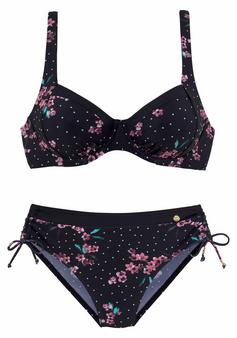 Lascana Bügel-Bikini Bikini Set Damen schwarz-bedruckt