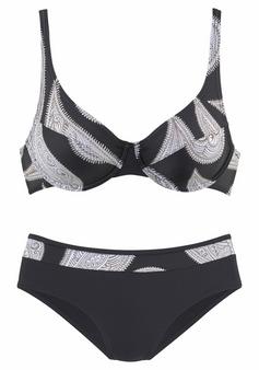 Lascana Bügel-Bikini Bikini Set Damen schwarz-bedruckt