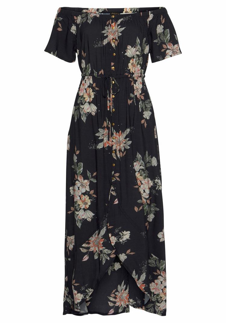 Lascana Lascana Maxikleid Maxikleid Damen - schwarz-bedruckt - 0 | SportScheck