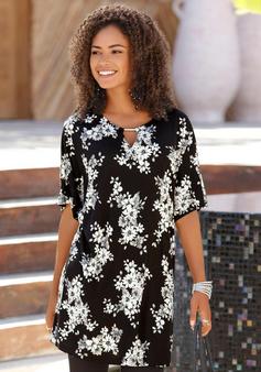 Rückansicht von Lascana Longshirt Longshirt Damen schwarz-bedruckt