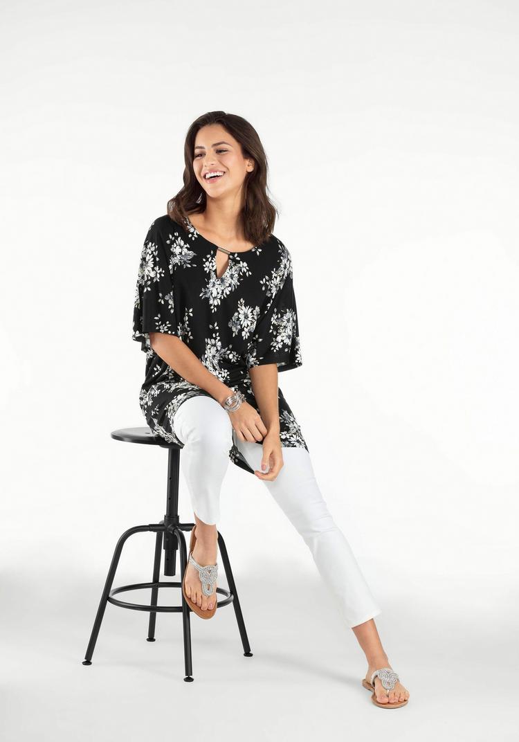 Lascana Lascana Longshirt Longshirt Damen - schwarz-bedruckt - 1 | SportScheck