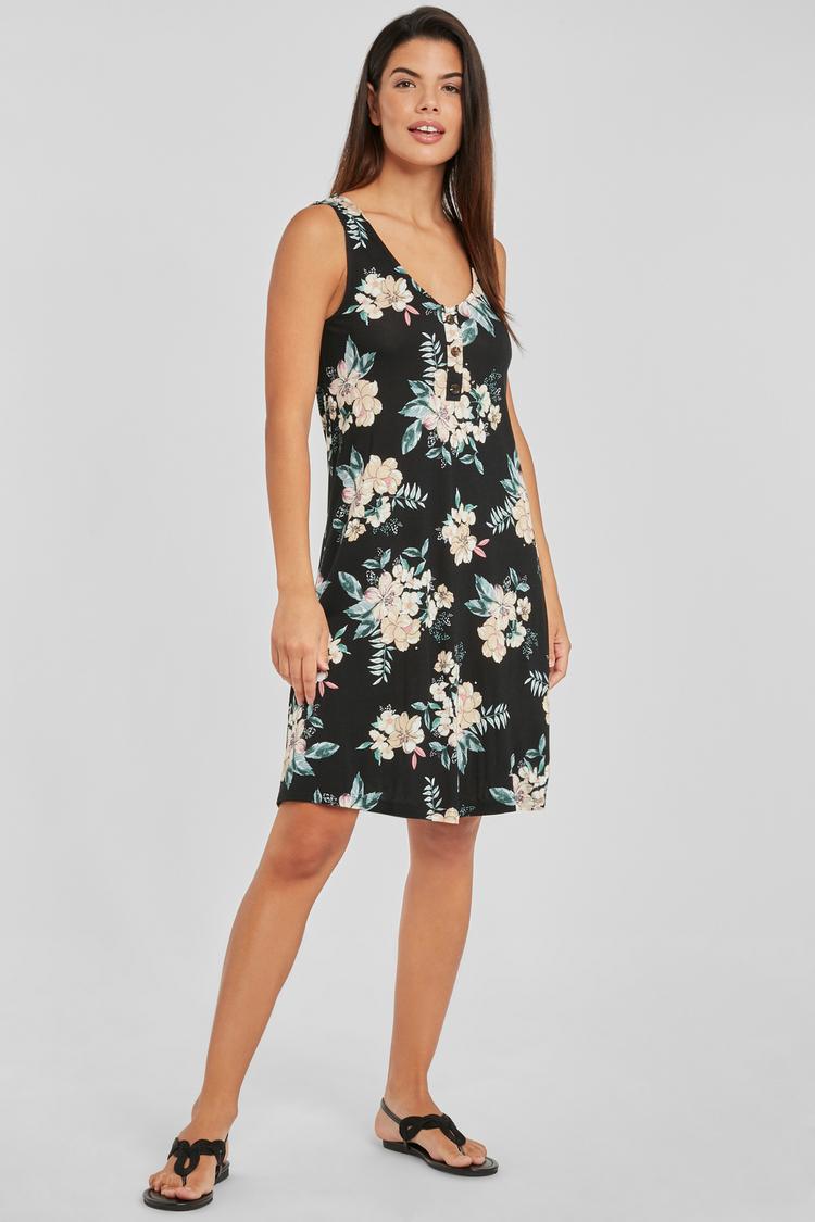 Lascana Lascana Strandkleid Tr&auml;gerkleid Damen - schwarz-bedruckt - 0 | SportScheck