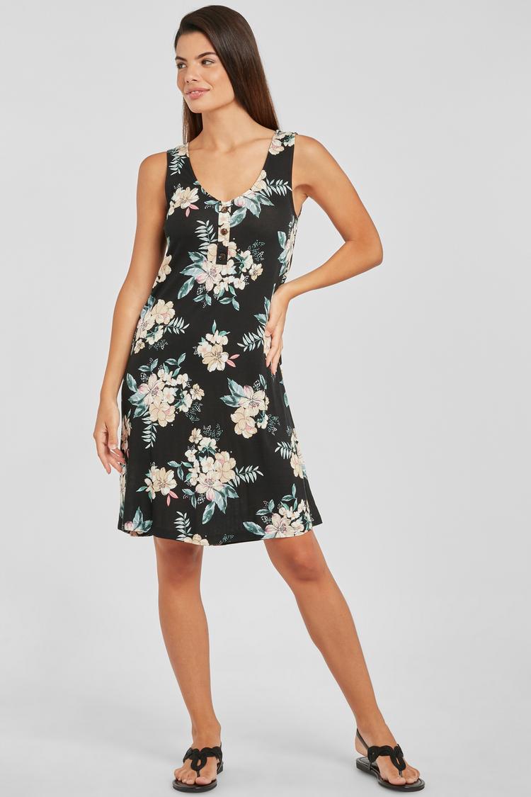 Lascana Lascana Strandkleid Tr&auml;gerkleid Damen - schwarz-bedruckt - 1 | SportScheck