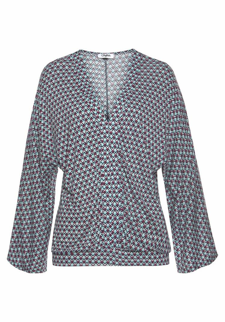 Buffalo Buffalo 3/4-Arm-Shirt Longshirt Damen - t&uuml;rkis-rot-bedruckt - 0 | SportScheck