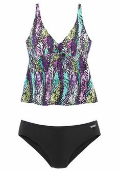 Lascana Bügel-Tankini Bikini Set Damen schwarz-bedruckt