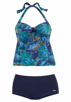 Lascana Tankini Bikini Set Damen blau-bedruckt