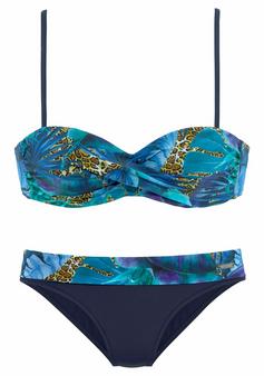 Lascana Bügel-Bandeau-Bikini Bikini Set Damen blau-bedruckt