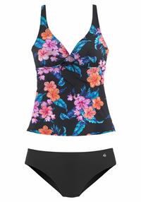 Lascana B&uuml;gel-Tankini Bikini Set Damen - schwarz-bunt-bedruckt