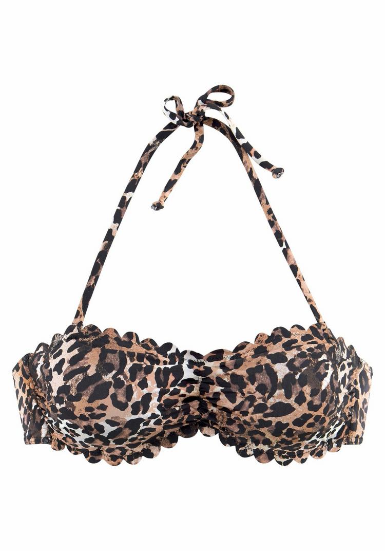 Lascana Lascana Bandeau-Bikini-Top Bikini Oberteil Damen - braun-bedruckt - 1 | SportScheck