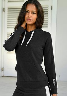 Rückansicht von Bench Kapuzensweatshirt Hoodie Damen schwarz-weiß