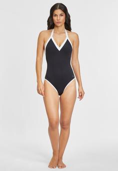Rückansicht von Lascana Badeanzug Badeanzug Damen schwarz-weiß