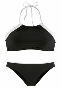 Lascana Bustier-Bikini Bikini Set Damen schwarz-weiß