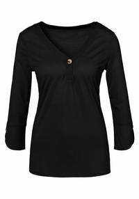 Lascana Blusenshirt Kurzarmbluse Damen - schwarz