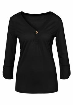 Lascana 3/4-Arm-Shirt Longshirt Damen schwarz